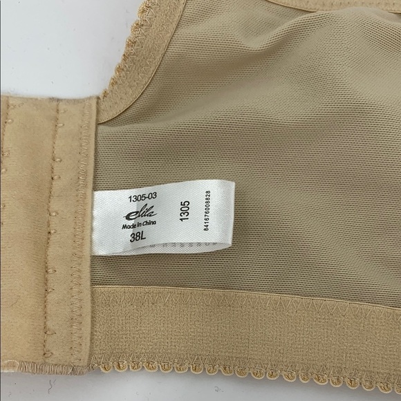 Elila Jacquard wire-free soft cup bra mocha nude non-padded 5 hook eye 38L - Picture 6 of 6